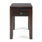 Coffee Brown / Mahogany Brown Solid Wood Narrow Side Table with Drawer – Contemporary Style, Living Room Use