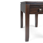 Coffee Brown / Mahogany Brown Solid Wood Narrow Side Table with Drawer – Contemporary Style, Living Room Use
