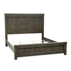 Dark Gray Planked Panel King Headboard with Hammered Metal Strip Accent – Rustic Style, Fits 1–2 Person Bed