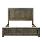 Dark Gray Planked Panel King Headboard with Hammered Metal Strip Accent – Rustic Style, Fits 1–2 Person Bed