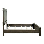 Dark Gray Planked Panel King Headboard with Hammered Metal Strip Accent – Rustic Style, Fits 1–2 Person Bed