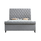 Gray Fabric Tufted Sleigh Platform Bed with Slatted Base – Classic Style, Queen / King, Sleeps 1–2