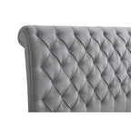 Gray Fabric Tufted Sleigh Platform Bed with Slatted Base – Classic Style, Queen / King, Sleeps 1–2