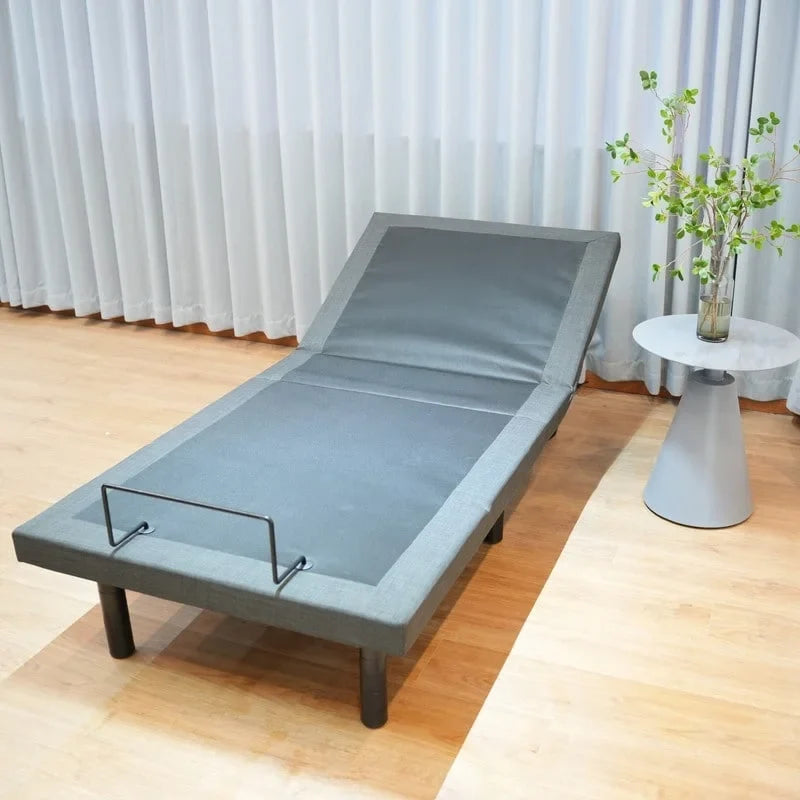 Black Steel Adjustable Bed Frame with Under-Bed Light & USB Port – Modern Style, Twin XL / Queen, Sleeps 1–2