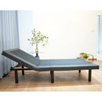 Black Steel Adjustable Bed Frame with Under-Bed Light & USB Port – Modern Style, Twin XL / Queen, Sleeps 1–2