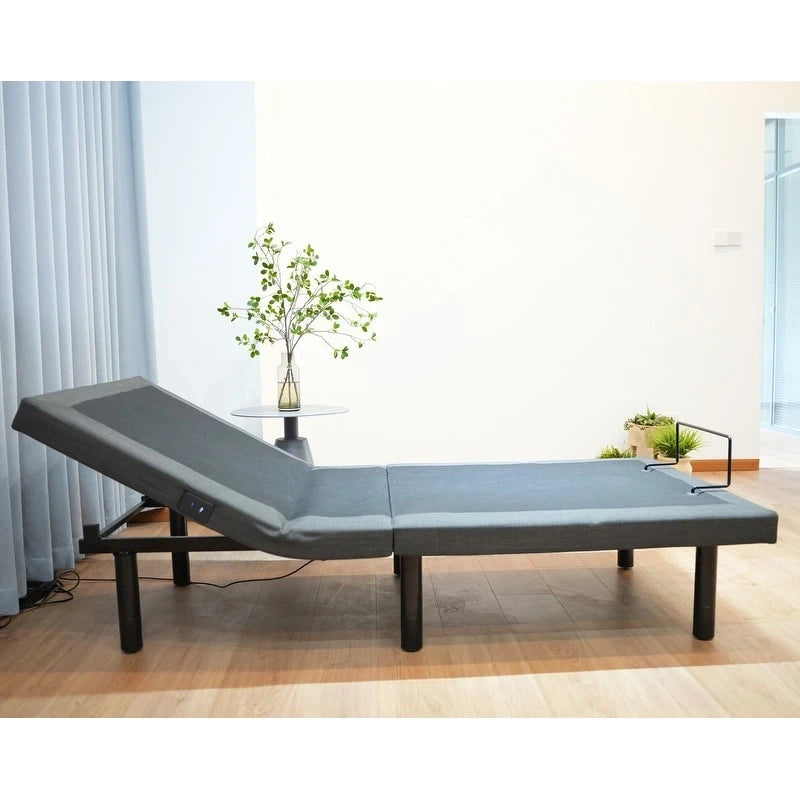Black Steel Adjustable Bed Frame with Under-Bed Light & USB Port – Modern Style, Twin XL / Queen, Sleeps 1–2