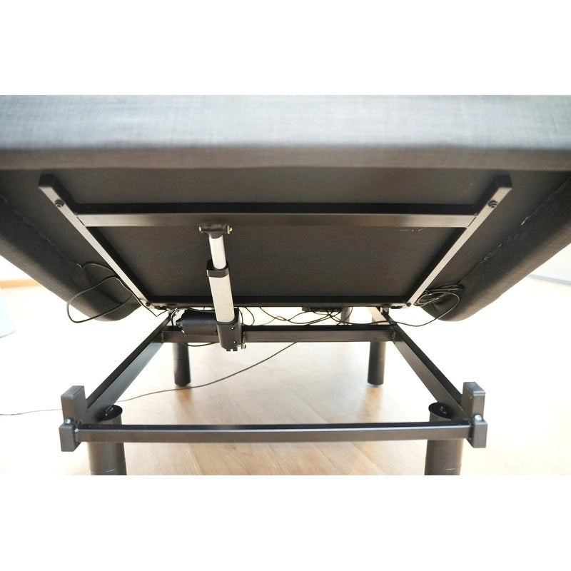 Black Steel Adjustable Bed Frame with Under-Bed Light & USB Port – Modern Style, Twin XL / Queen, Sleeps 1–2
