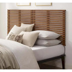 Vidalia Mid-century Modern Walnut Wooden Floating King Size Headboard