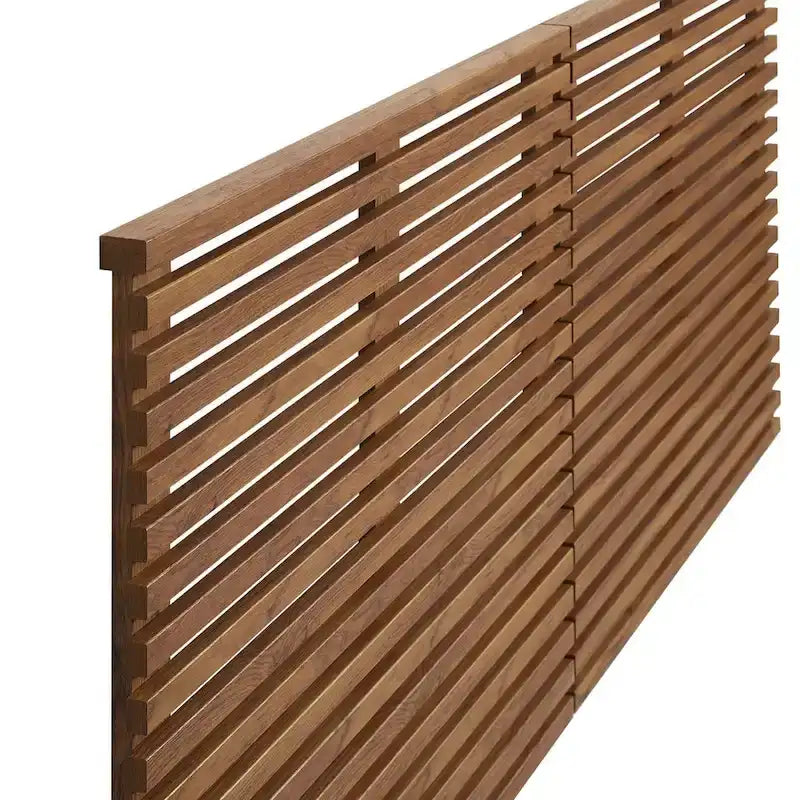 Walnut Louvered Wall-Mounted King Headboard – Mid-Century Modern Style, Fits 1–2 Person Bed