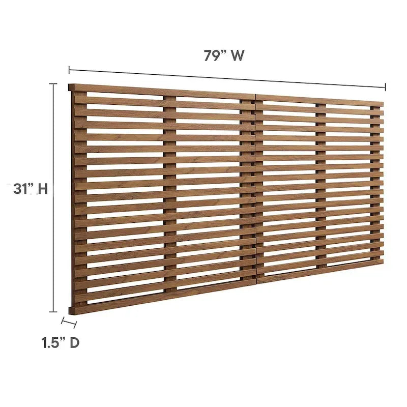 Walnut Louvered Wall-Mounted King Headboard – Mid-Century Modern Style, Fits 1–2 Person Bed