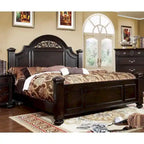 Furniture of America Vame Traditional Walnut Queen Wood Four Poster Bed
