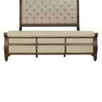Dusty Taupe Upholstered King Sleigh Bed with Button-Tufted Headboard & Footboard – Farmhouse Style, Sleeps 1–2