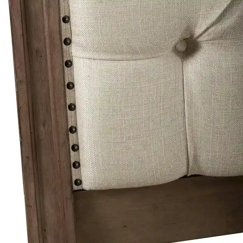 Dusty Taupe Upholstered King Sleigh Bed with Button-Tufted Headboard & Footboard – Farmhouse Style, Sleeps 1–2