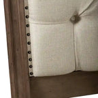 Dusty Taupe Upholstered King Sleigh Bed with Button-Tufted Headboard & Footboard – Farmhouse Style, Sleeps 1–2