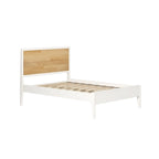 White / Natural Solid Pine & Birch Full Size Platform Bed with Low-Profile Headboard – Modern Style, Sleeps 1–2