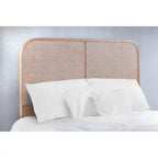 Natural Cane & Teak Wood Headboard with Curved Corners – Contemporary Style, Queen / King