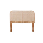 Natural Cane & Teak Wood Headboard with Curved Corners – Contemporary Style, Queen / King