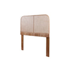 Natural Cane & Teak Wood Headboard with Curved Corners – Contemporary Style, Queen / King
