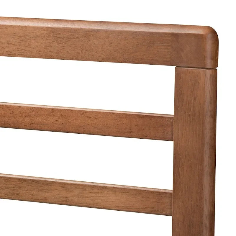 Walnut Rubberwood Mid-Century Modern Platform Bed – Full / Queen / King, Sleeps 1–2