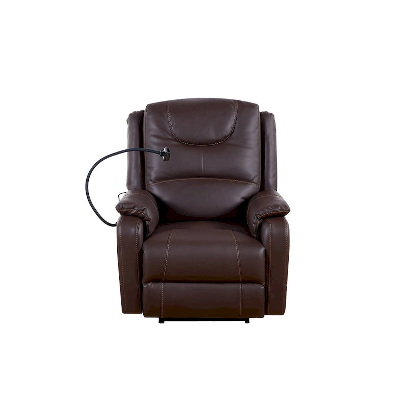Brown Eco Leather Zero Gravity Power Recliner with Massage & Heating – Modern Style, Seats 1