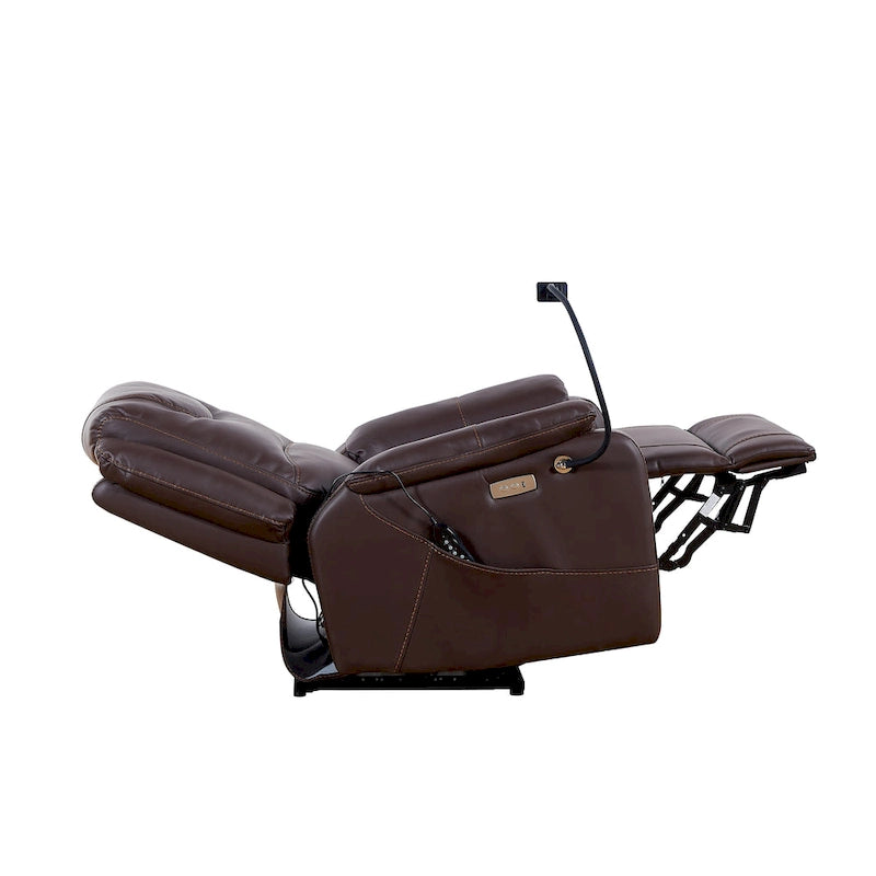 Brown Eco Leather Zero Gravity Power Recliner with Massage & Heating – Modern Style, Seats 1