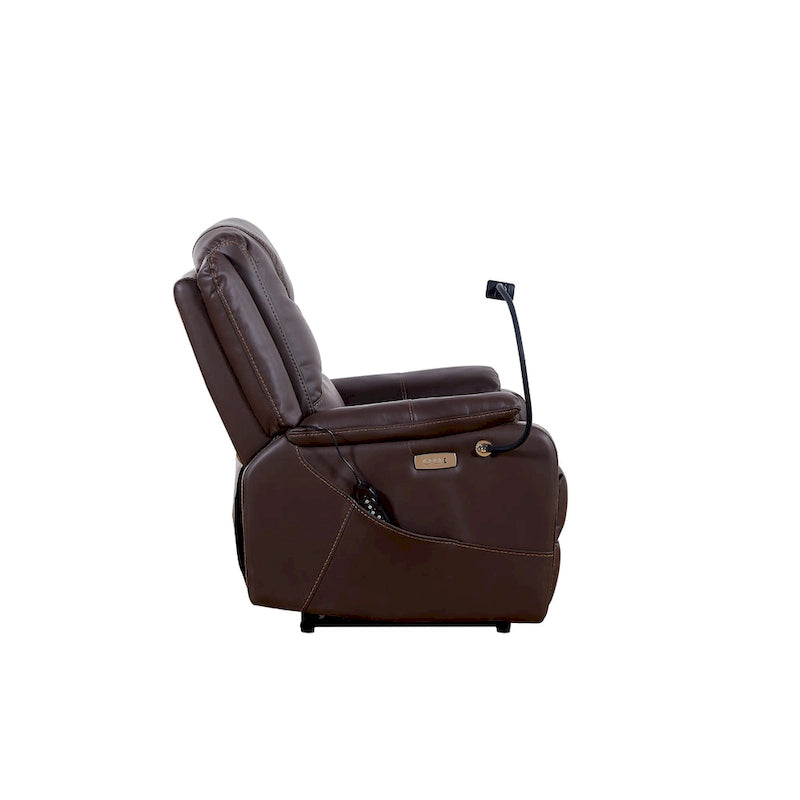 Brown Eco Leather Zero Gravity Power Recliner with Massage & Heating – Modern Style, Seats 1