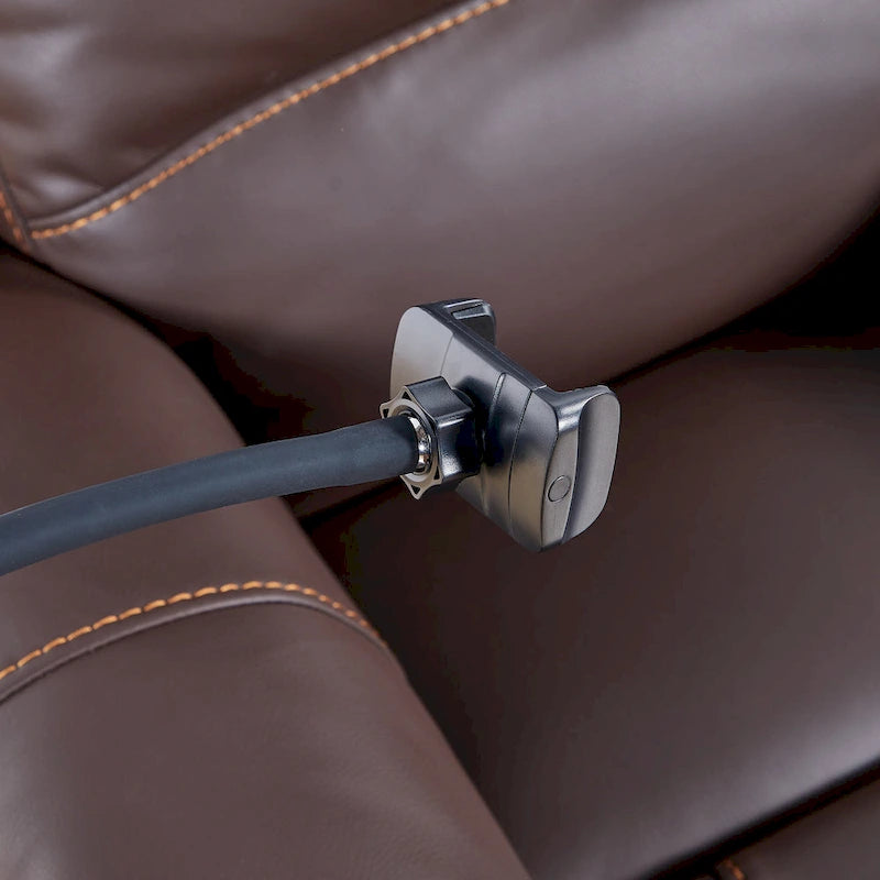 Brown Eco Leather Zero Gravity Power Recliner with Massage & Heating – Modern Style, Seats 1