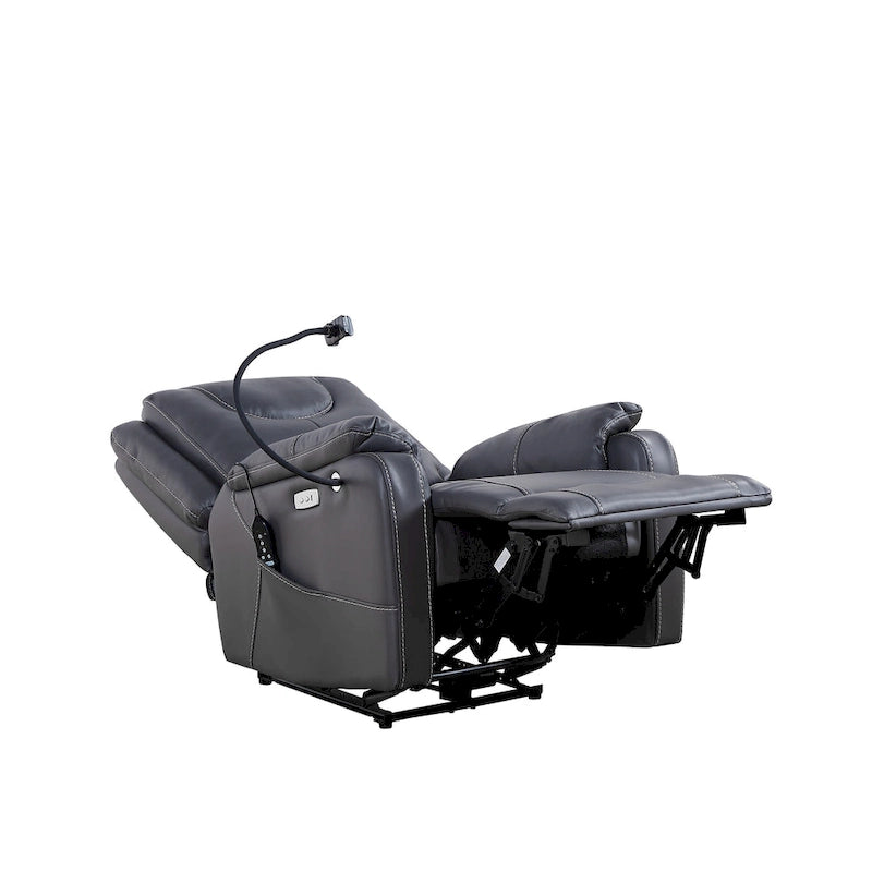 Brown Eco Leather Zero Gravity Power Recliner with Massage & Heating – Modern Style, Seats 1