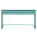 Blue / Brown / Navy Solid Wood Console Table with 4 Drawers & Lower Shelf – Rustic Style, Entryway Use