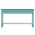 Blue / Brown / Navy Solid Wood Console Table with 4 Drawers & Lower Shelf – Rustic Style, Entryway Use