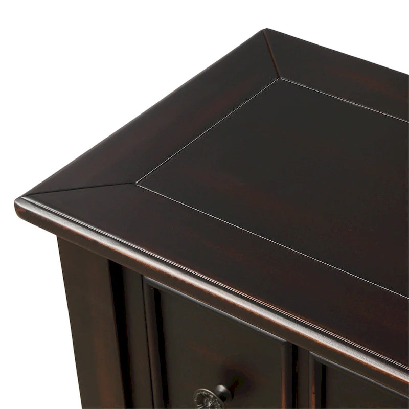 Blue / Brown / Navy Solid Wood Console Table with 4 Drawers & Lower Shelf – Rustic Style, Entryway Use