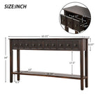 Blue / Brown / Navy Solid Wood Console Table with 4 Drawers & Lower Shelf – Rustic Style, Entryway Use