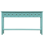 Blue / Brown / Navy Solid Wood Console Table with 4 Drawers & Lower Shelf – Rustic Style, Entryway Use