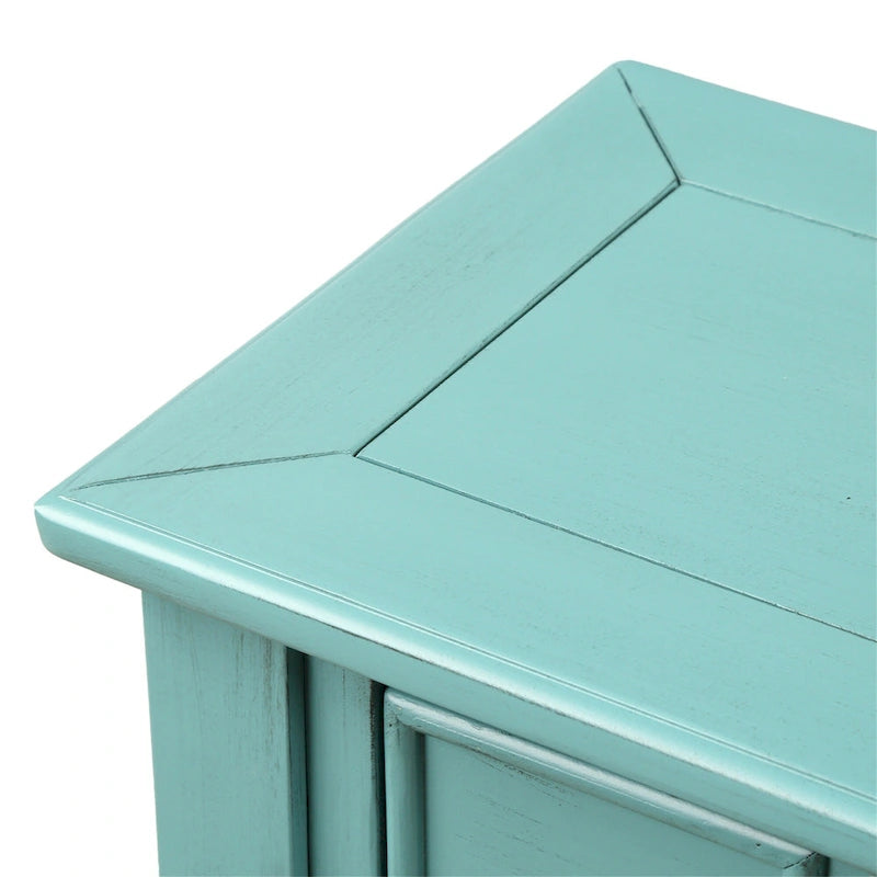 Blue / Brown / Navy Solid Wood Console Table with 4 Drawers & Lower Shelf – Rustic Style, Entryway Use