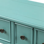 Blue / Brown / Navy Solid Wood Console Table with 4 Drawers & Lower Shelf – Rustic Style, Entryway Use