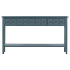 Blue / Brown / Navy Solid Wood Console Table with 4 Drawers & Lower Shelf – Rustic Style, Entryway Use