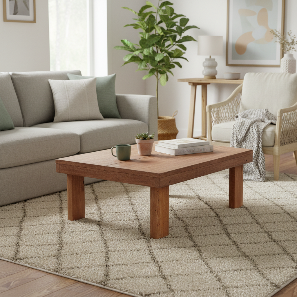 Natural Solid Reclaimed Wood Coffee Table – Rustic Style, Living Room Use