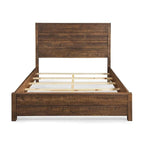 Walnut Solid Pine Queen Platform Bed – Farmhouse Style, Sleeps 1–2