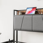 Black Twin Platform Bed Frame with Storage Headboard & Charging Station – Modern Style, Sleeps 1