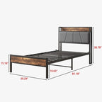 Black Twin Platform Bed Frame with Storage Headboard & Charging Station – Modern Style, Sleeps 1