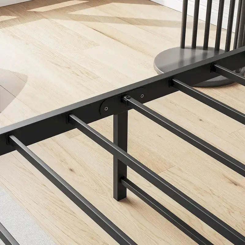 Black Twin Platform Bed Frame with Storage Headboard & Charging Station – Modern Style, Sleeps 1
