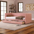 Pink / Blue / Gray / Beige Corduroy Upholstered Twin Daybed with 2 Storage Drawers – Modern Style, Seats / Sleeps 1