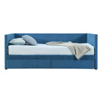 Pink / Blue / Gray / Beige Corduroy Upholstered Twin Daybed with 2 Storage Drawers – Modern Style, Seats / Sleeps 1