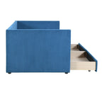 Pink / Blue / Gray / Beige Corduroy Upholstered Twin Daybed with 2 Storage Drawers – Modern Style, Seats / Sleeps 1