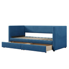 Pink / Blue / Gray / Beige Corduroy Upholstered Twin Daybed with 2 Storage Drawers – Modern Style, Seats / Sleeps 1