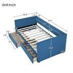 Pink / Blue / Gray / Beige Corduroy Upholstered Twin Daybed with 2 Storage Drawers – Modern Style, Seats / Sleeps 1