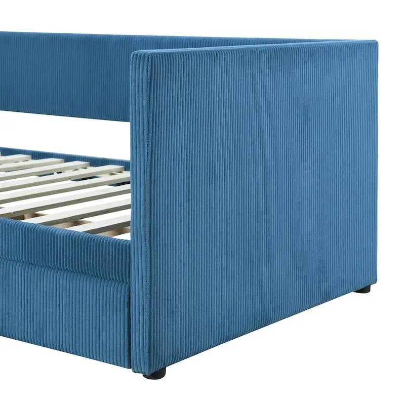 Pink / Blue / Gray / Beige Corduroy Upholstered Twin Daybed with 2 Storage Drawers – Modern Style, Seats / Sleeps 1