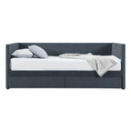 Pink / Blue / Gray / Beige Corduroy Upholstered Twin Daybed with 2 Storage Drawers – Modern Style, Seats / Sleeps 1