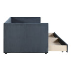 Pink / Blue / Gray / Beige Corduroy Upholstered Twin Daybed with 2 Storage Drawers – Modern Style, Seats / Sleeps 1