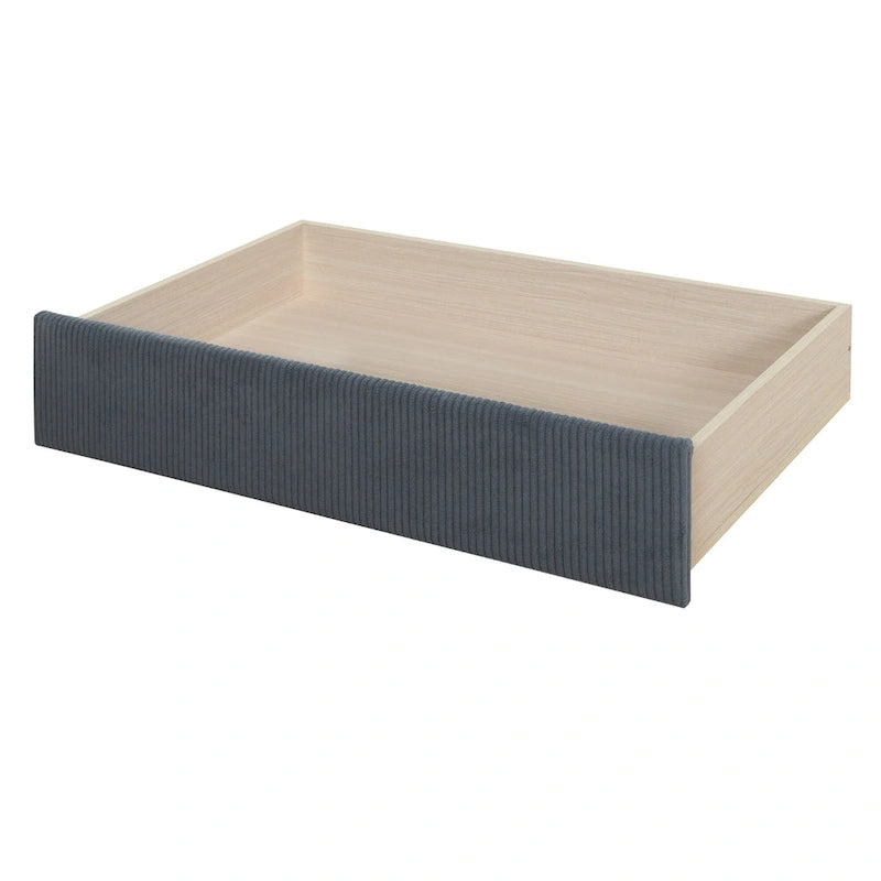 Pink / Blue / Gray / Beige Corduroy Upholstered Twin Daybed with 2 Storage Drawers – Modern Style, Seats / Sleeps 1